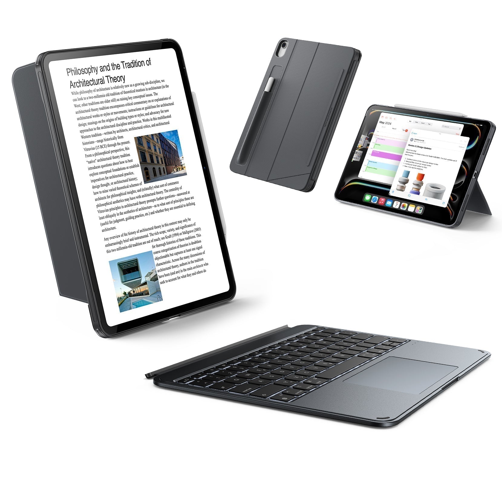 iPad Air 13" (M4, 2026) Shift Tastaturhülle (abnehmbar)  - DE Layout - Dark Gray ESR ESR