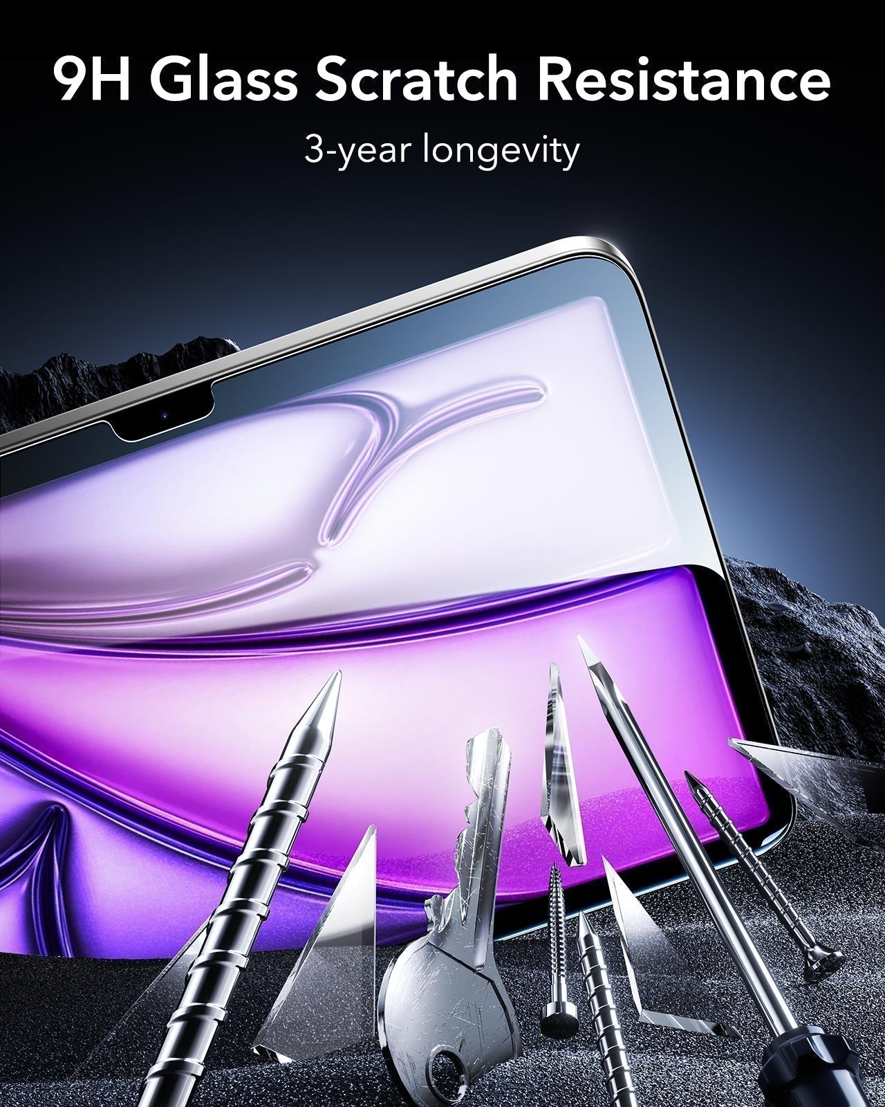 iPad Air 13" (M4, 2026) Bundle Rebound Magnet-Tastaturhülle 360° & Displayschutz-9H glass scratch resistance 