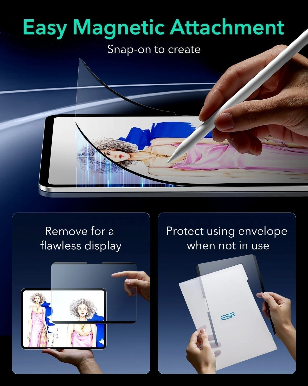 Ipad Air 13 inch M4 magnetic paper-feel screen protector-easy Magnetic attachment