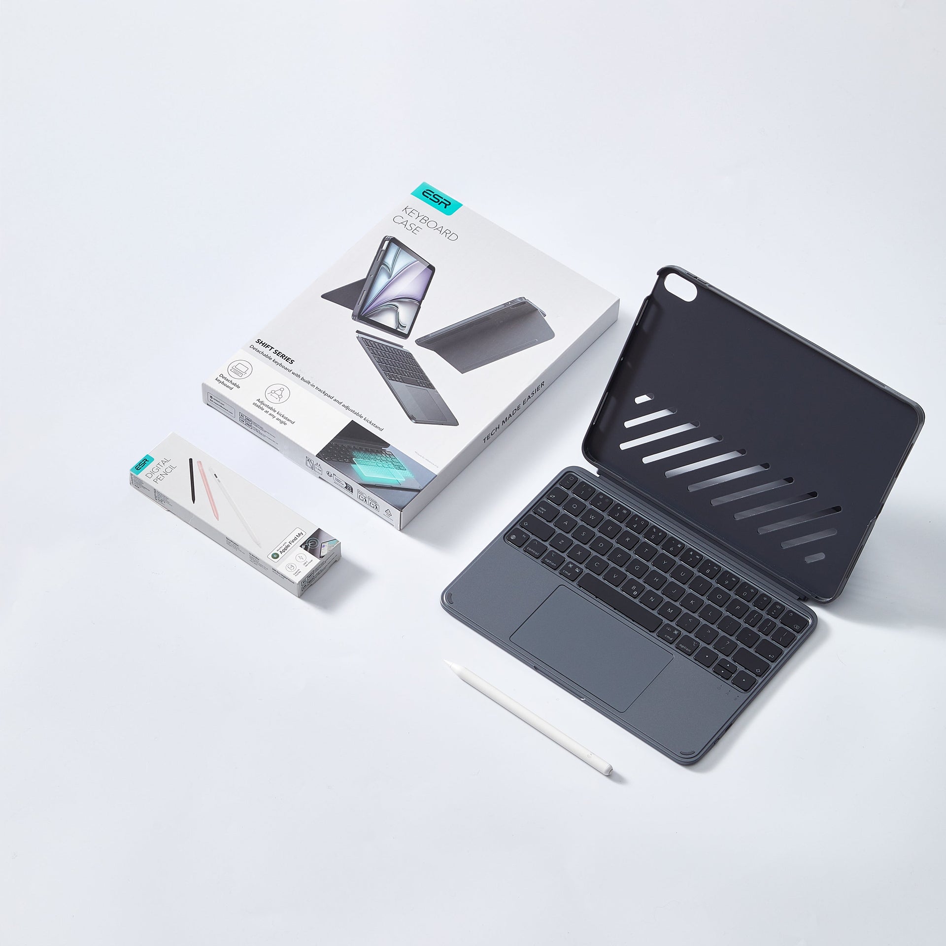 Lieferumfang:
Tastaturhülle / 1 digitaler Pencil mit „Wo ist?“-Funktion