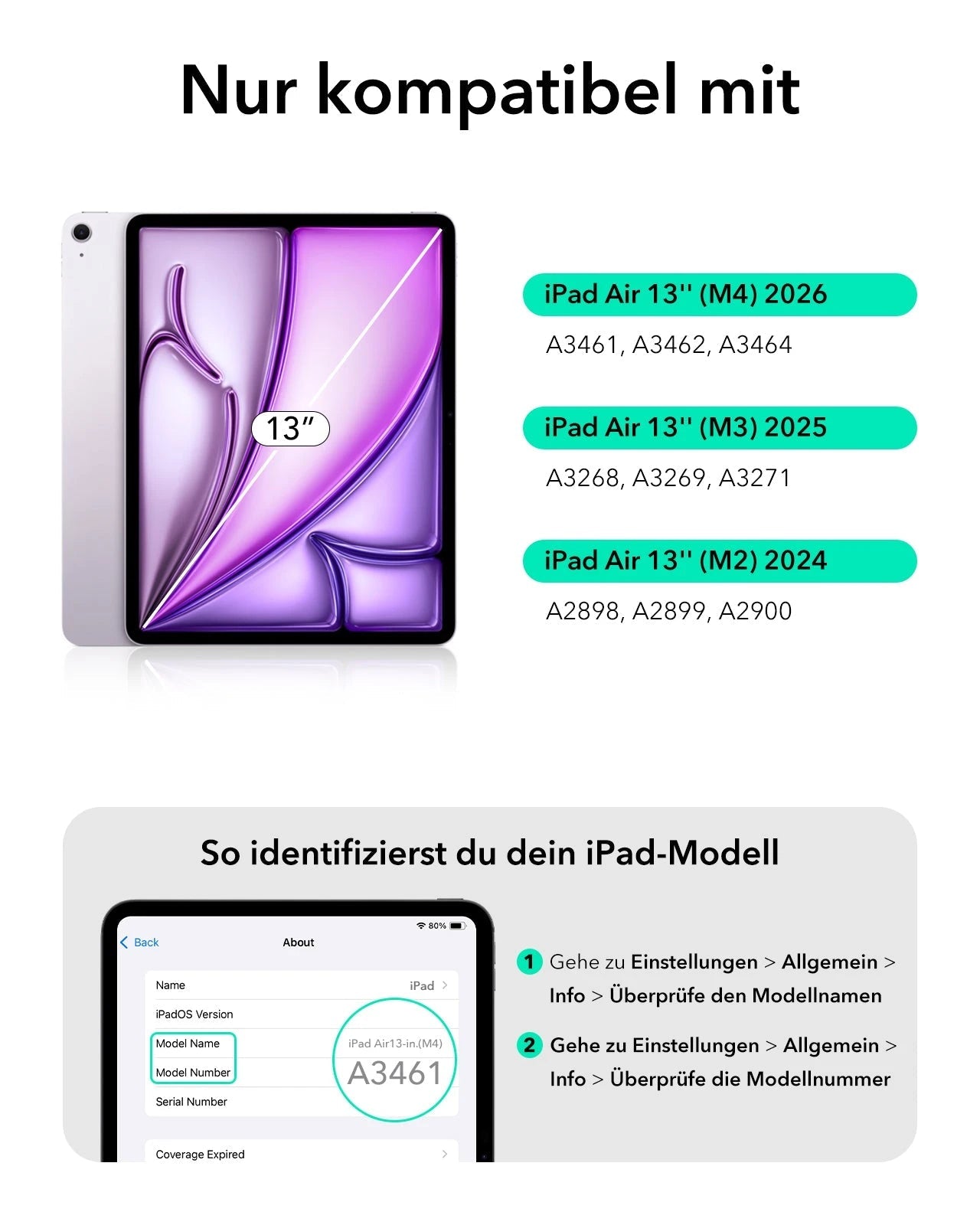 Nur Kompatibel mit ipad Air 13 inch(M4)2026/2025/2024