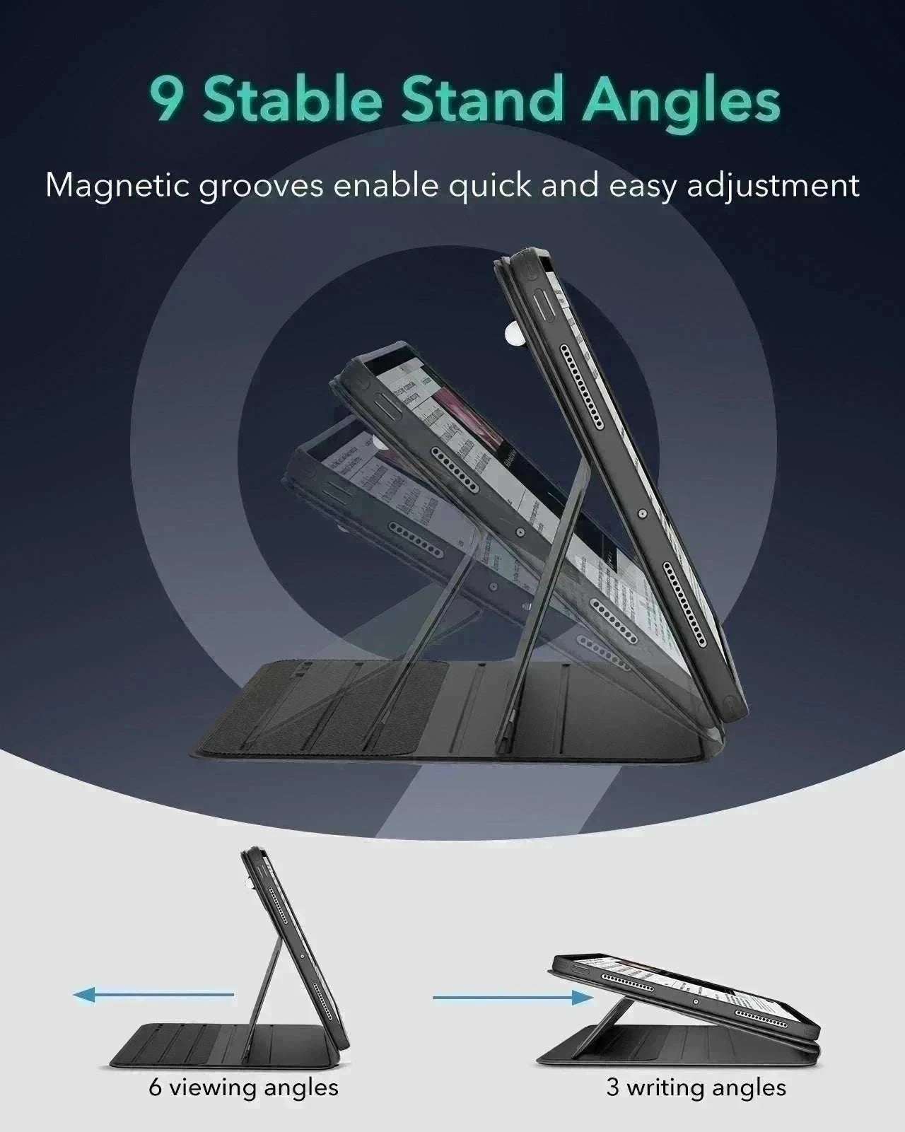 ipad pro 11 inch case with 9 stable stand angles
