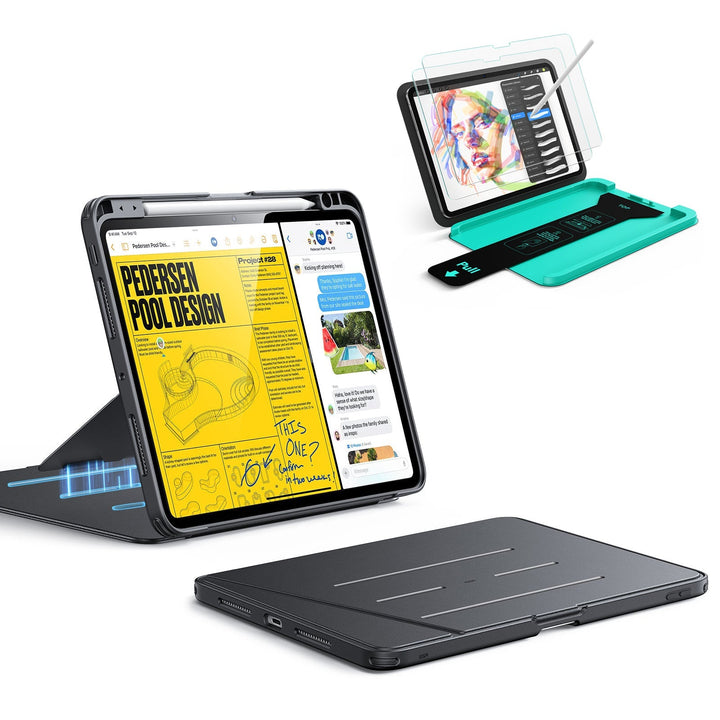 ESR iPad Pro 11" 2025 Flip Magnetic Case with Pencil Holder and Armorite Paper-Feel Protection Bundle