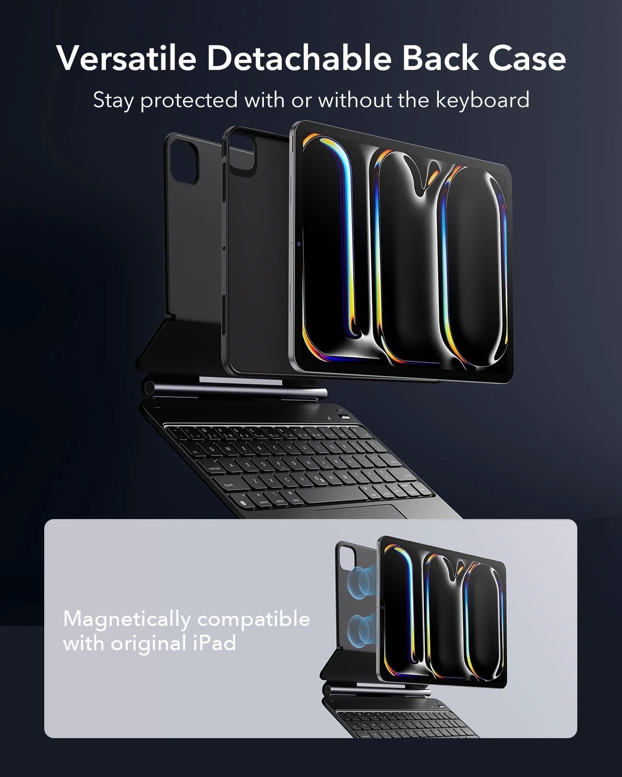 iPad Pro 11ʺ (2025) Bundle Rebound Magnetic Keyboard Case 360 & Paper-Feel Screen Protectors - US Layout-Black ESR ESR