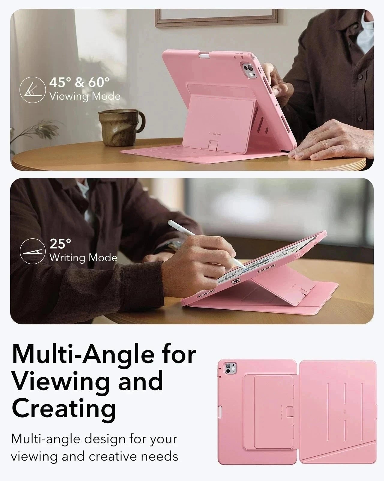 iPad Pro 11" (2024) Flip Magnetic Case with Pencil Holder - Pink ESR ESR