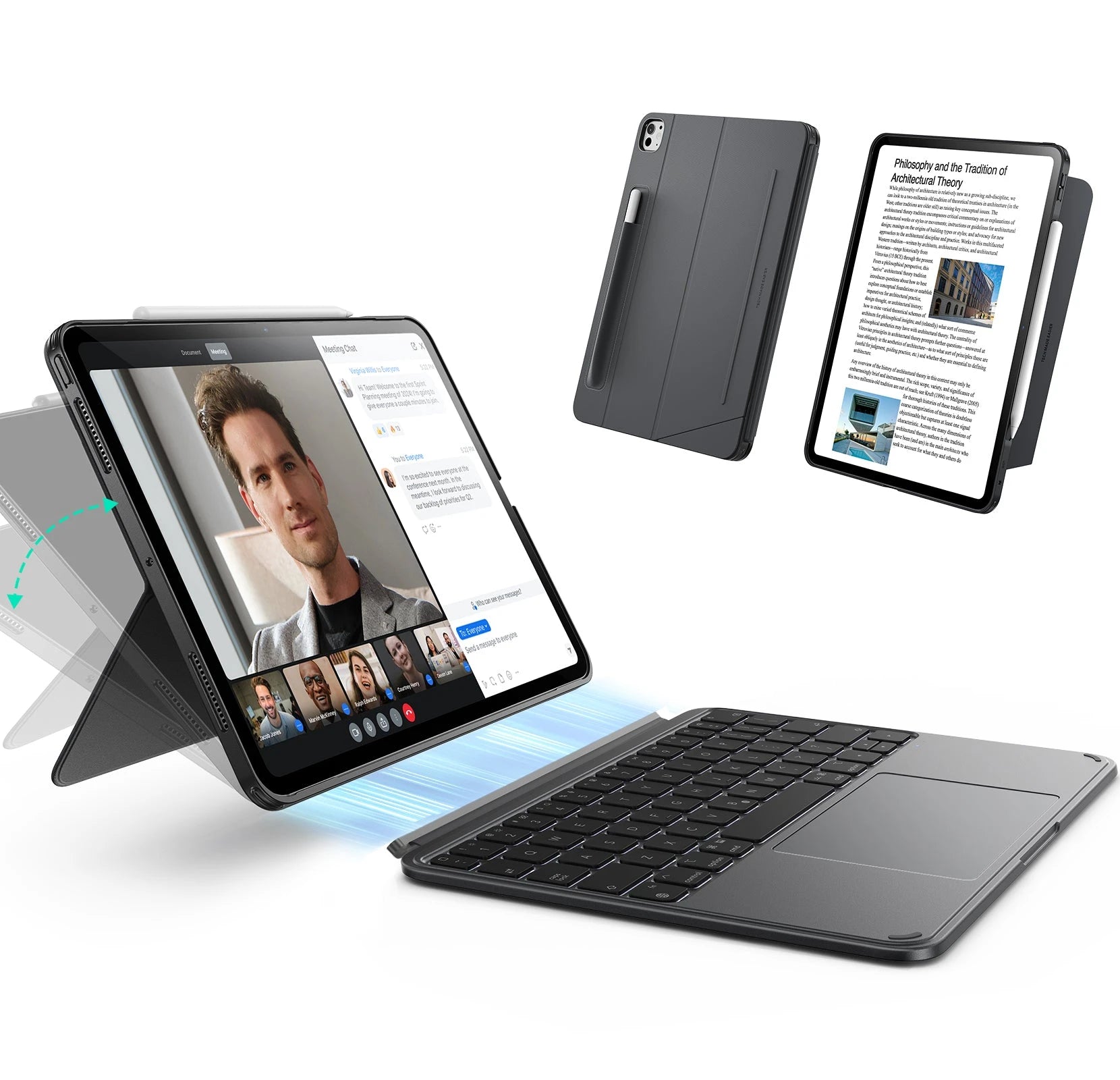 ESR iPad Pro 11" 2025 Shift Keyboard Case Detachable in Dark Gray