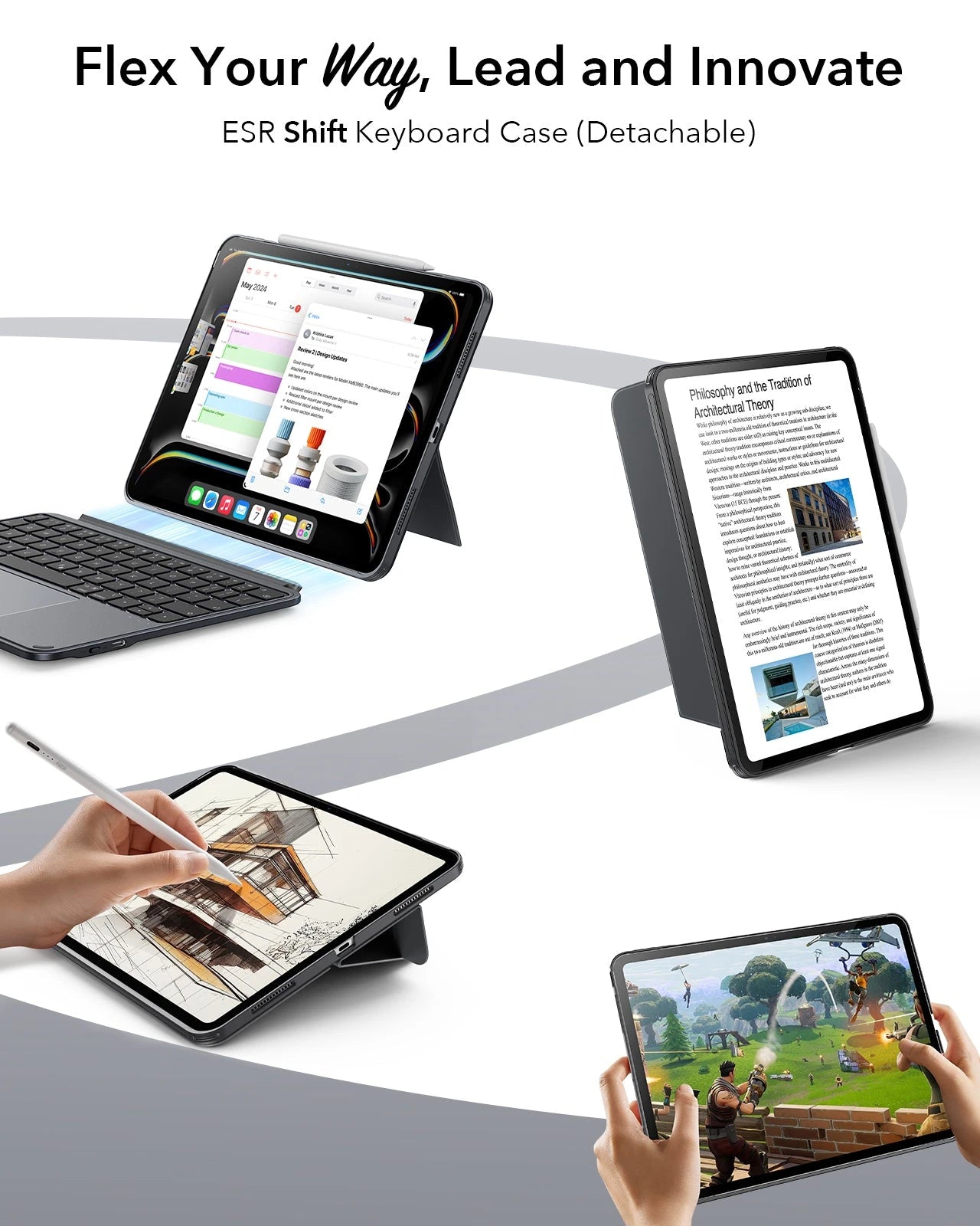 iPad Pro 11 2025 Detachable Keyboard Case with Magnetic Pen Holder -flex your way，lead and innovate