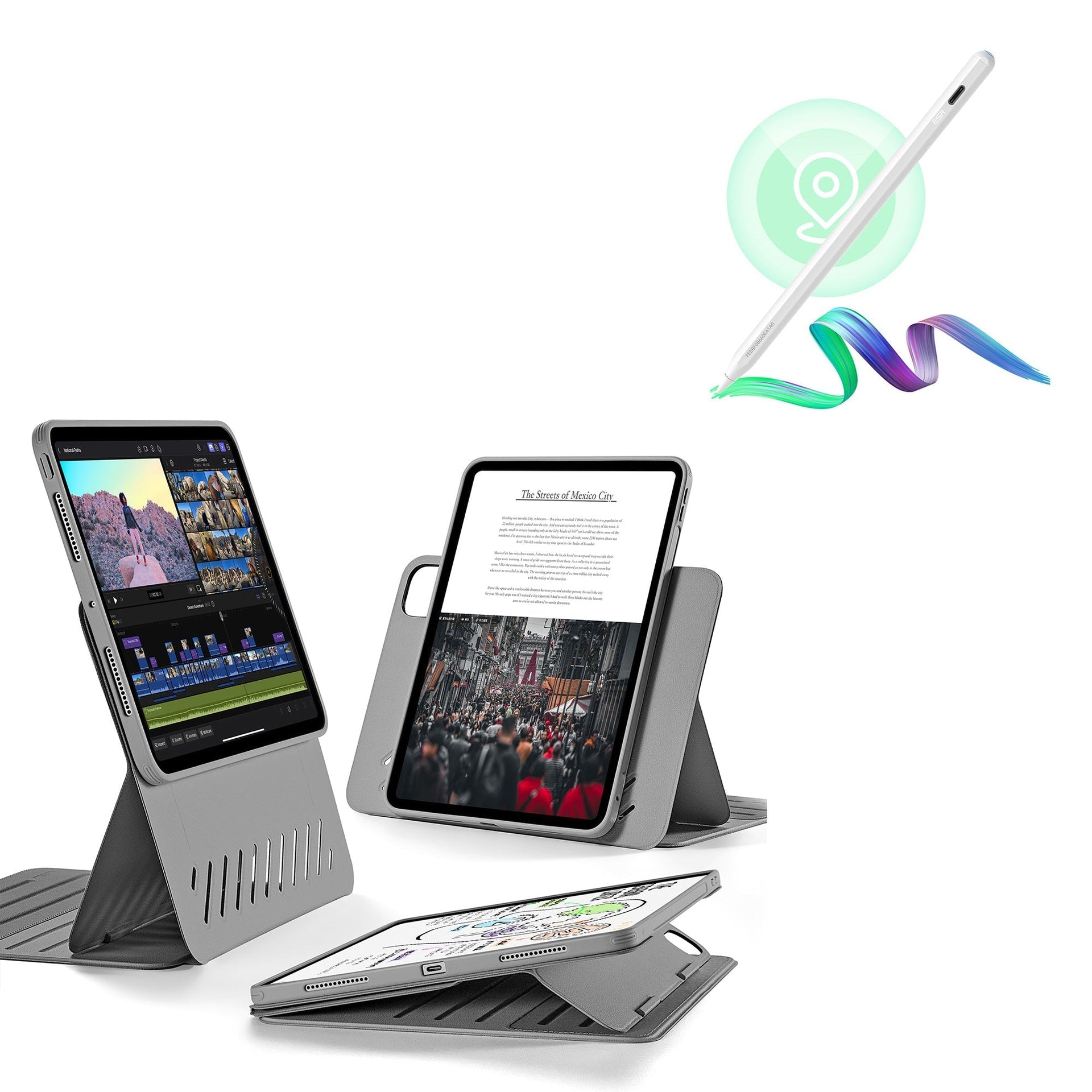 iPad Pro 11″ (2024) Shift Magnetic Case with Pencil Bundle- Gray ESR ESR