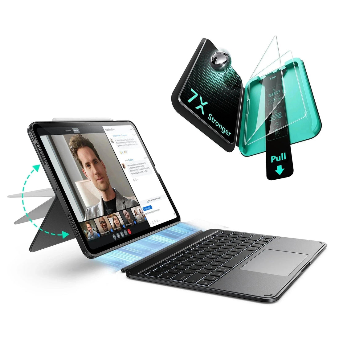 iPad Pro 11" (M4) 2024 Bundle Shift Keyboard Case and Armorite Screen Protector  - US Layout - Dark Gray ESR ESR