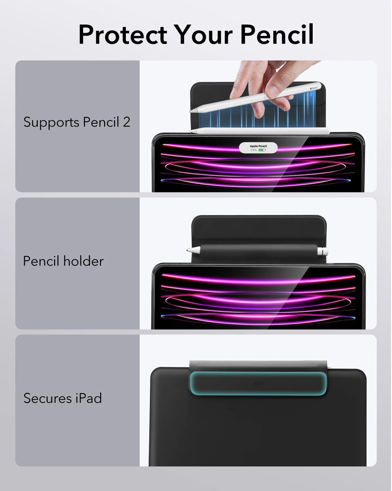 iPad Pro 12.9″ (6th/5th/4th/3rd Gen) Rebound Magnetic Keyboard Case 360 - US Layout-Black-protect your pencil