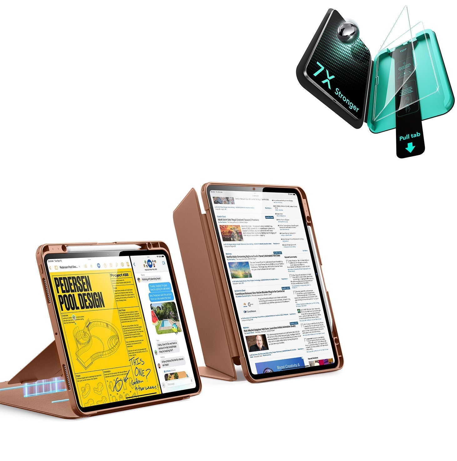 iPad Pro 13" (2025) Bundle Flip Magnetic Case with Pencil Holder & Armorite® Protection - Brown