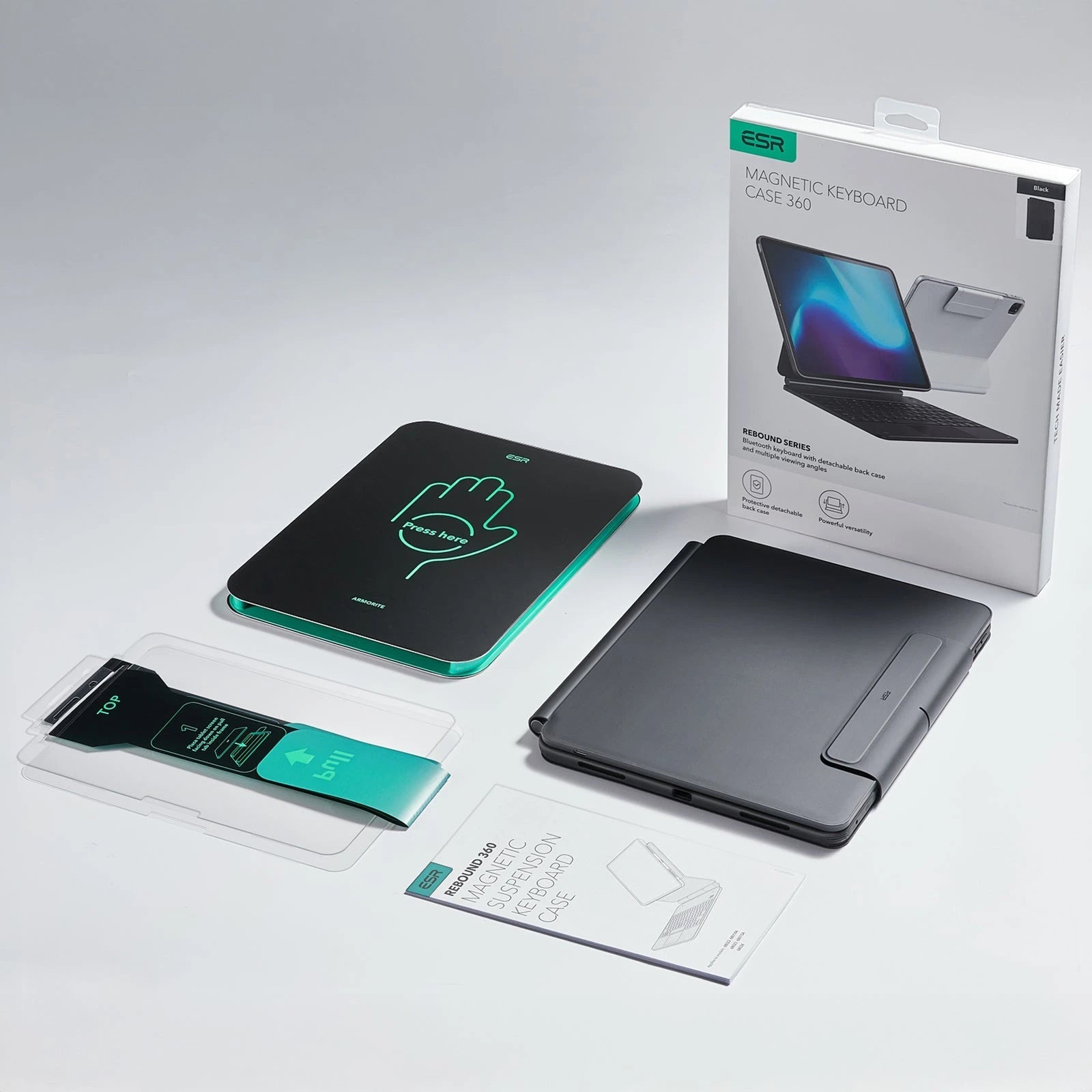 iPad Pro 13ʺ (2025) Bundle Rebound Magnetic Keyboard Case 360 & Armorite Screen Protectors  - US Layout-Blue ESR ESR
