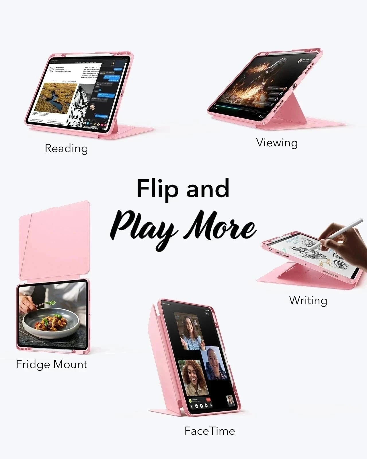 iPad Pro 13" (2024) Flip Magnetic Case with Pencil Holder - Pink ESR ESR