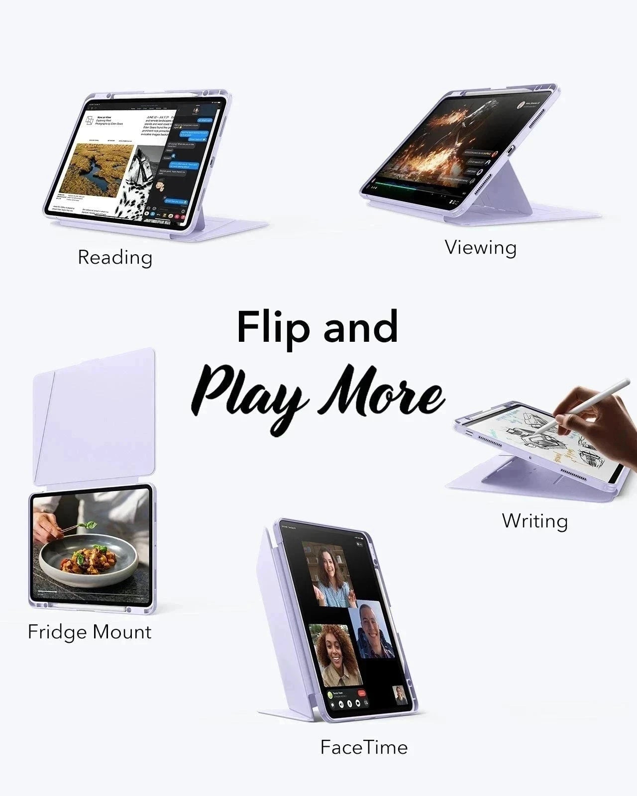 iPad Pro 13" (2024) Flip Magnetic Case with Pencil Holder - Purple ESR ESR