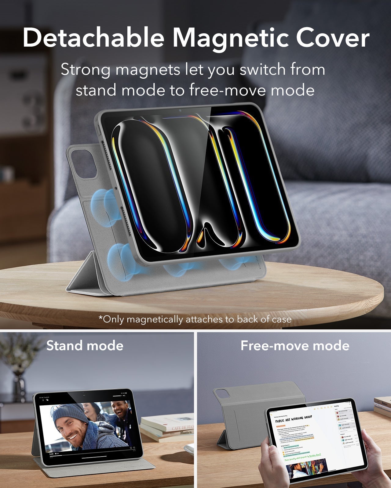 iPad Pro 13ʺ (2025) Rebound Hybrid Case 360 - Grey ESR ESR