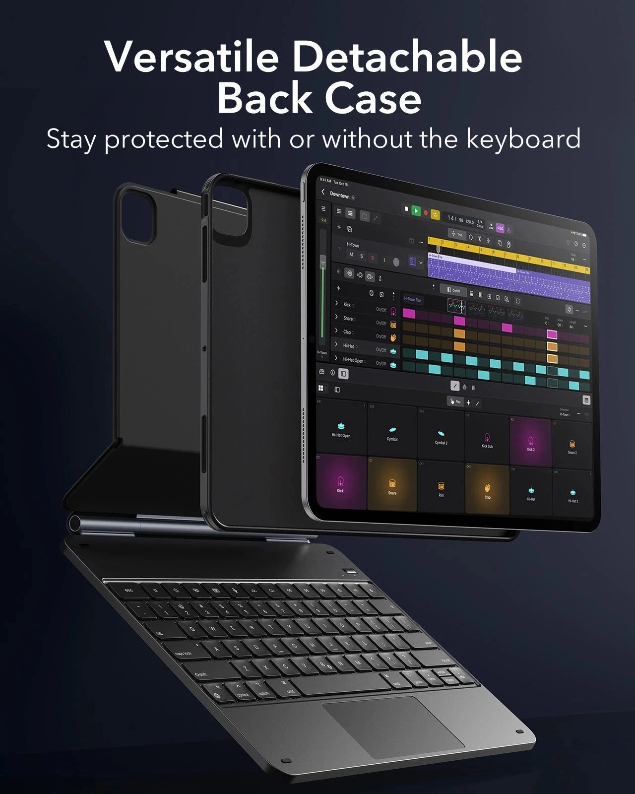 KF3 iPad Pro 13 inch2024 Rebound Magnetic Keyboard Case 360 US BLack