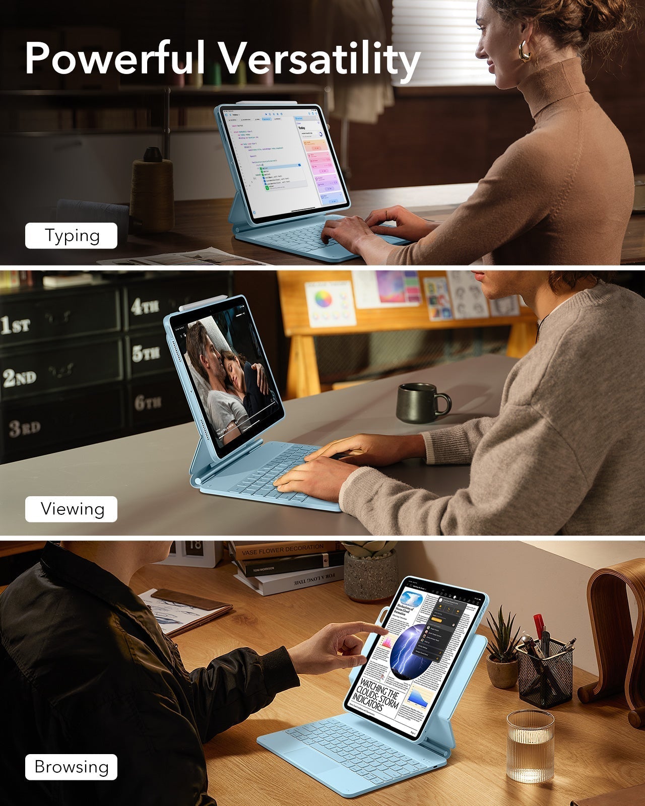 iPad Pro 13ʺ (2025) Bundle Rebound Magnetic Keyboard Case 360 & Armorite Screen Protectors  - US Layout-Blue ESR ESR