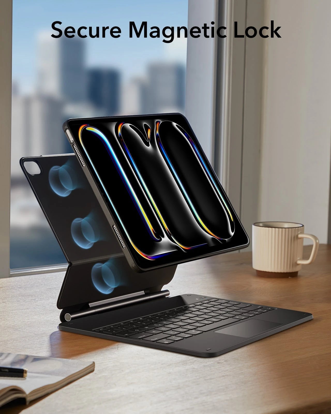 ipad_pro_13_inch_tastatur_with_black_case_rebounds_magnetic_keyboard_case_360-Secure magnetic lock