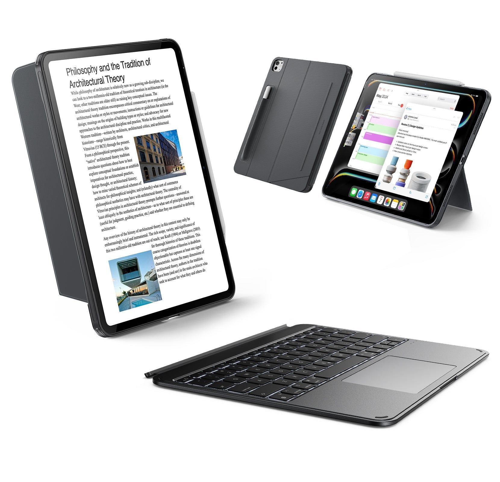 iPad Pro 13 inch m4/M5 Shift detachable Keyboard Case - US Layout - Dark Gray ESR ESR