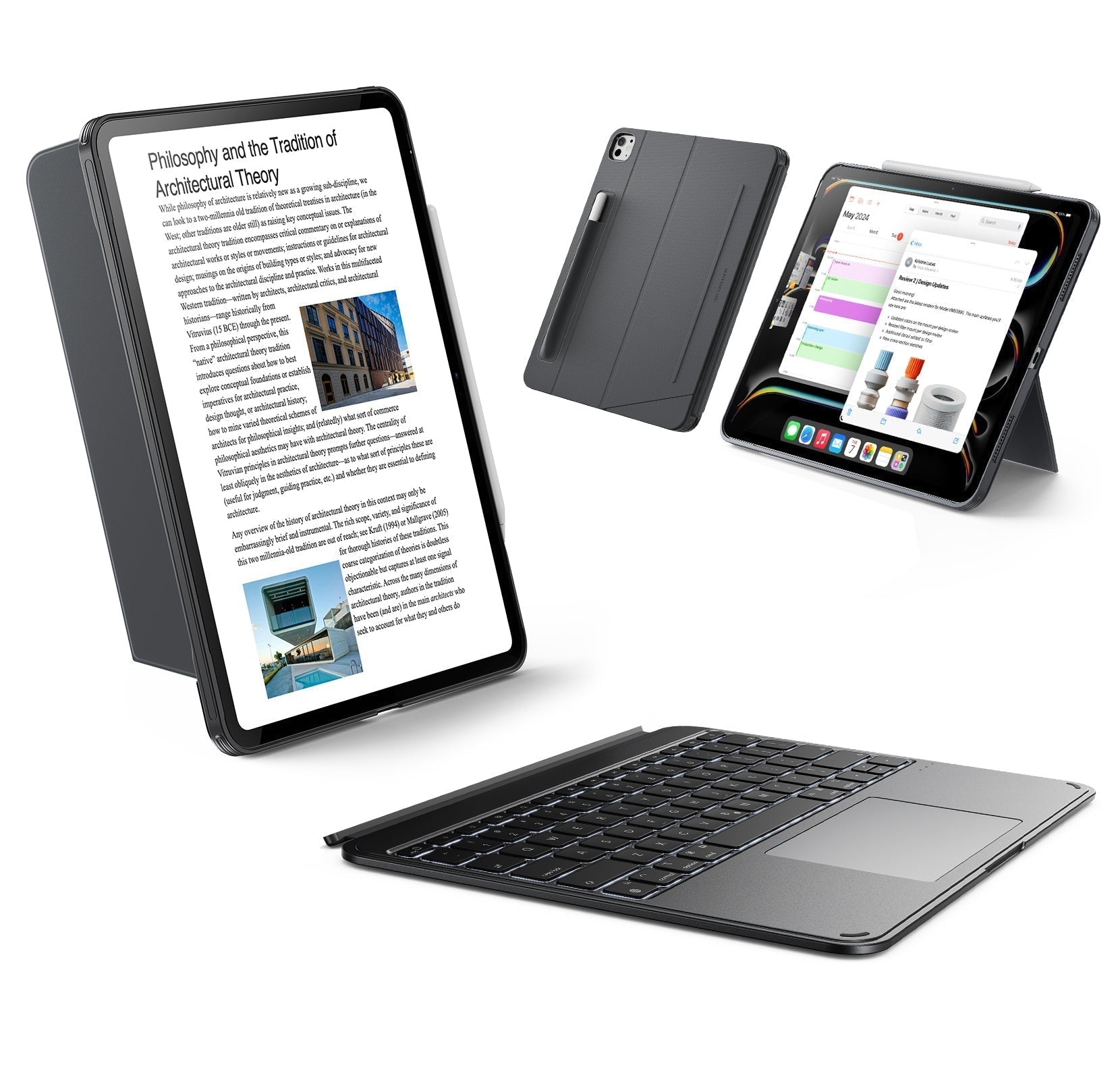 iPad Pro 13 inch m4/M5 Shift detachable Keyboard Case - US Layout - Dark Gray ESR ESR