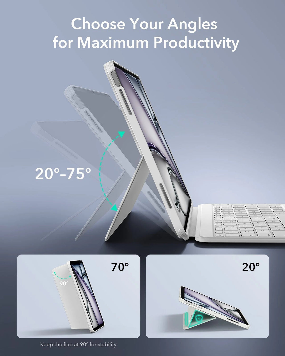 iPad Pro 13" (M4) 2024 Shift Keyboard Case (Detachable) - US Layout - White ESR ESR