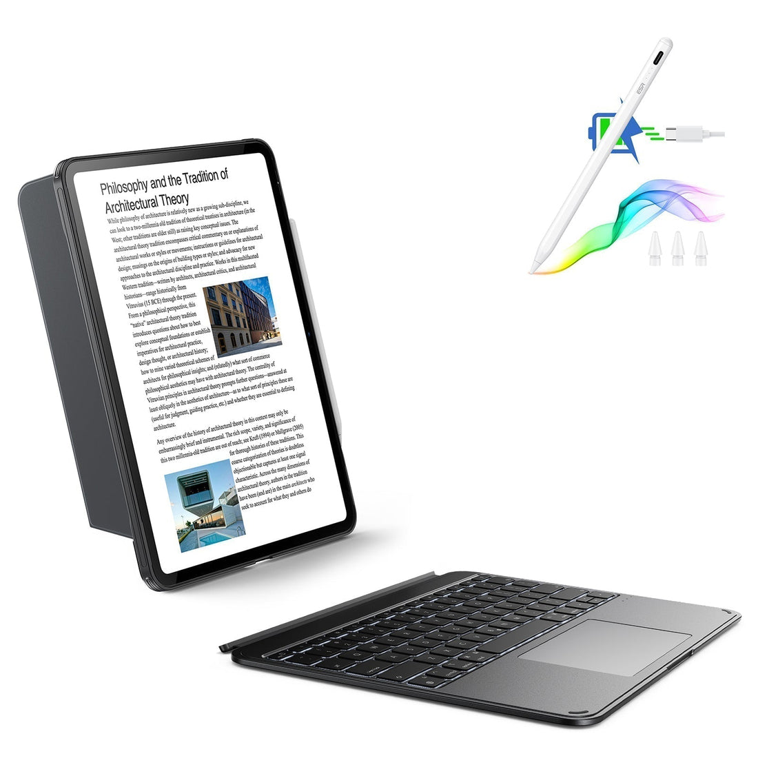 iPad Pro 13” (M4) 2024 Shift Tastaturhülle (abnehmbar) mit Digital Pencil Bundle- DE Layout - Dark Gray ESR ESR