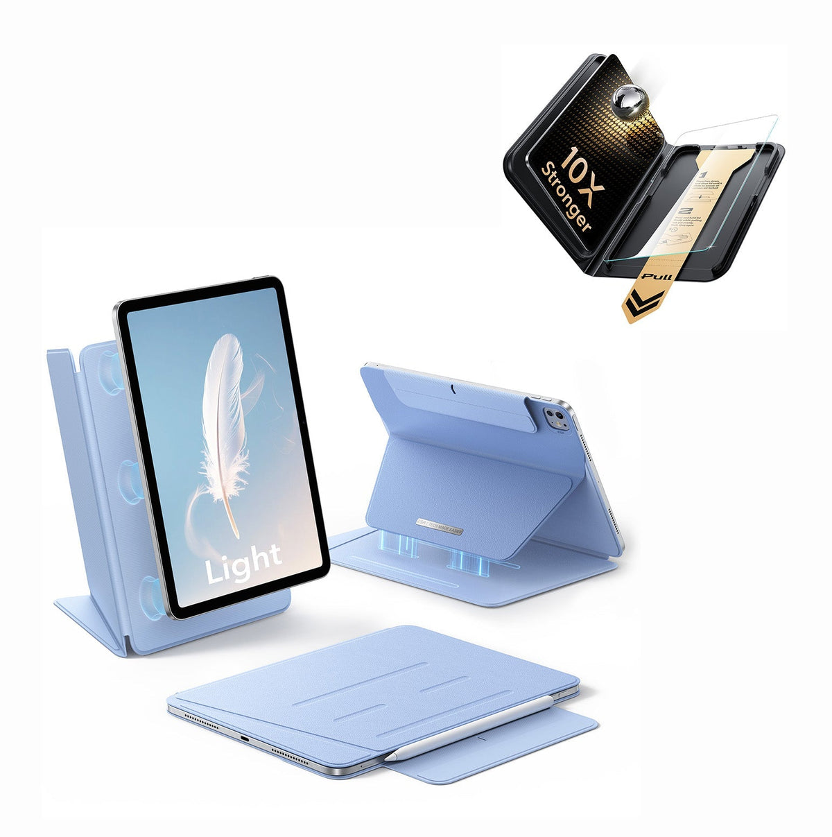 iPad Pro 13" (M5) 2025 AirStance Magnetic Case Ultimate Protection Bundle - Sky Blue ESR ESR