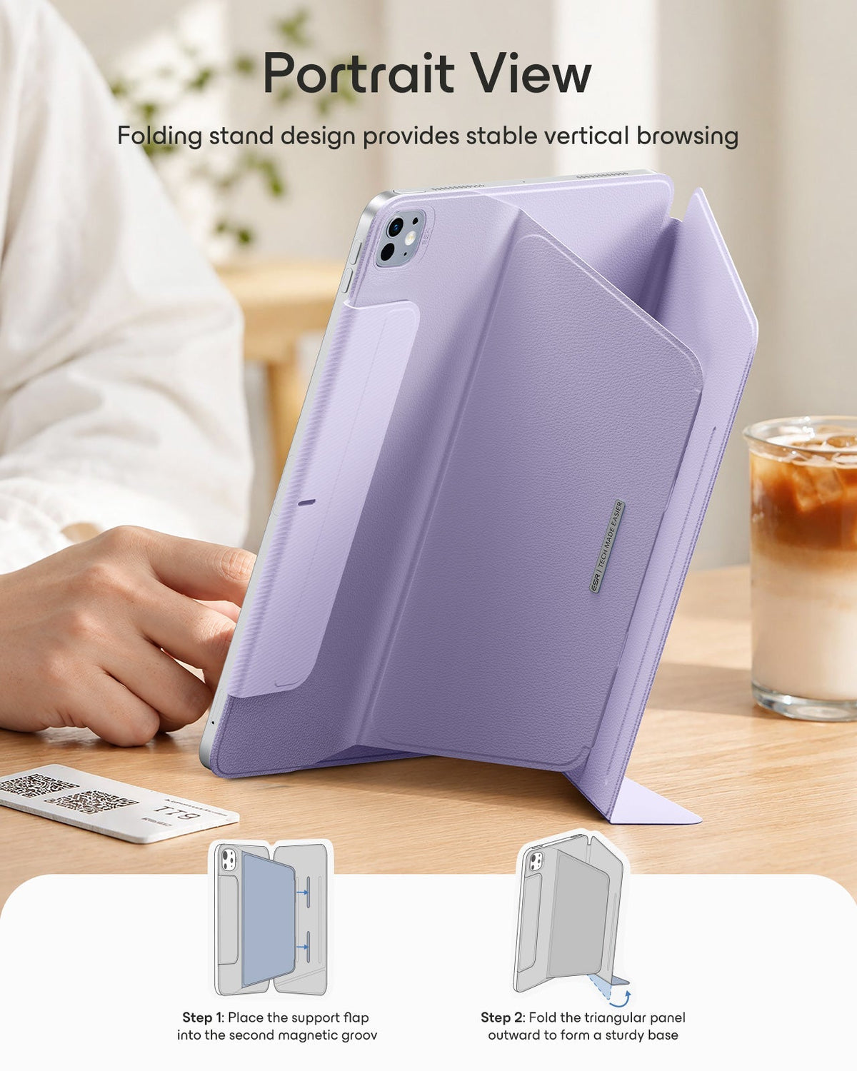 iPad Pro 13" (M5) 2025 AirStance Magnetic Case & Writing Bundle - Purple ESR ESR