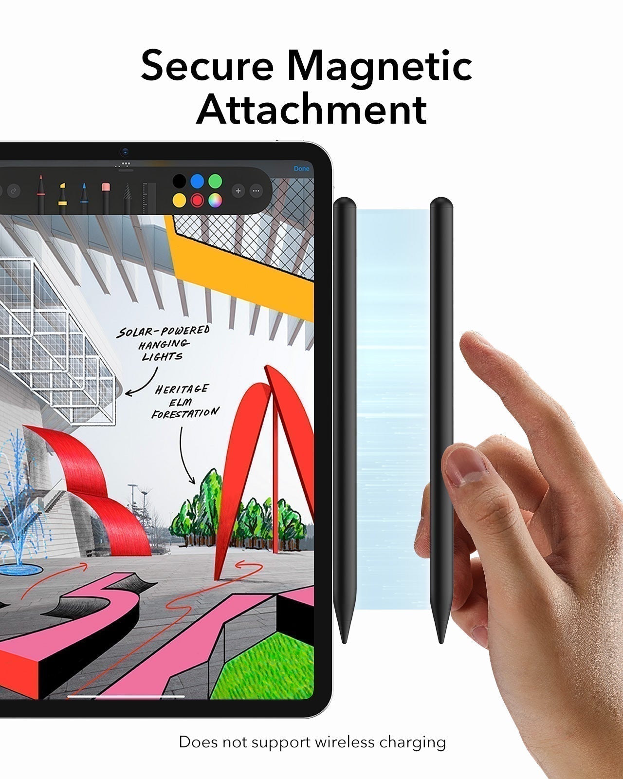Shift Keyboard Case (Detachable) With Black Pencil Bundle-secure magnetic attachment