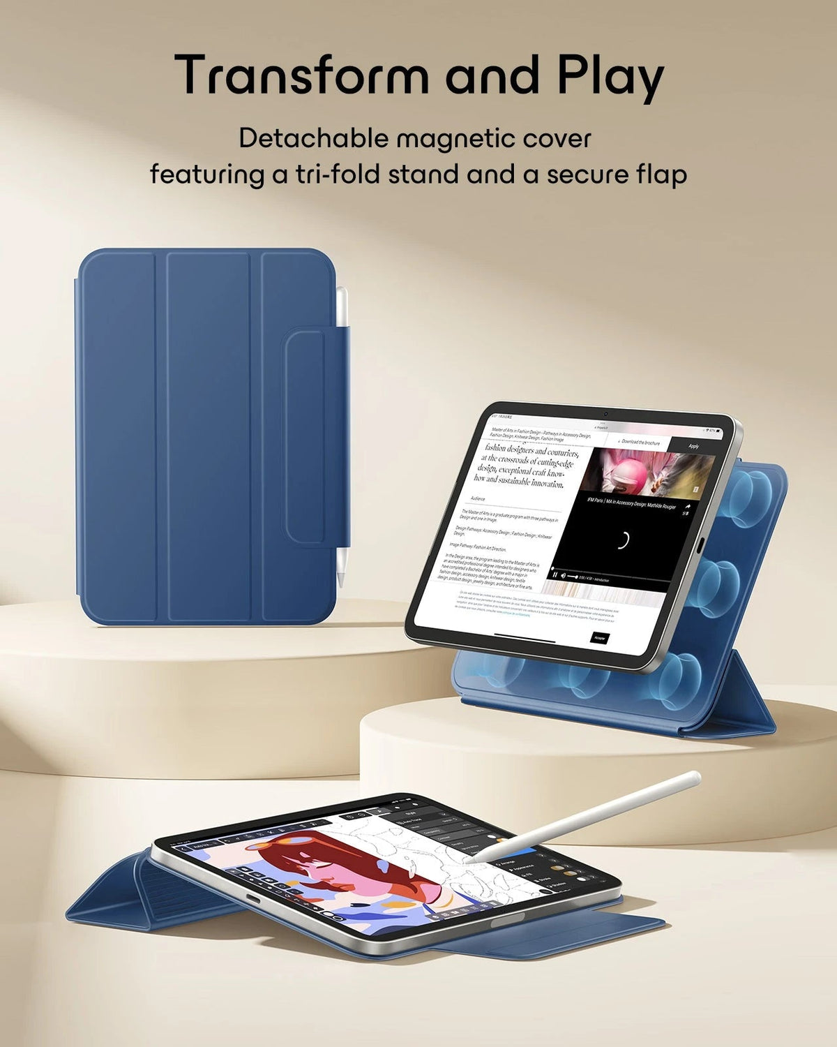 iPad mini (A20 Pro) Rebound Magnetic Case - Navy Blue ESR ESR