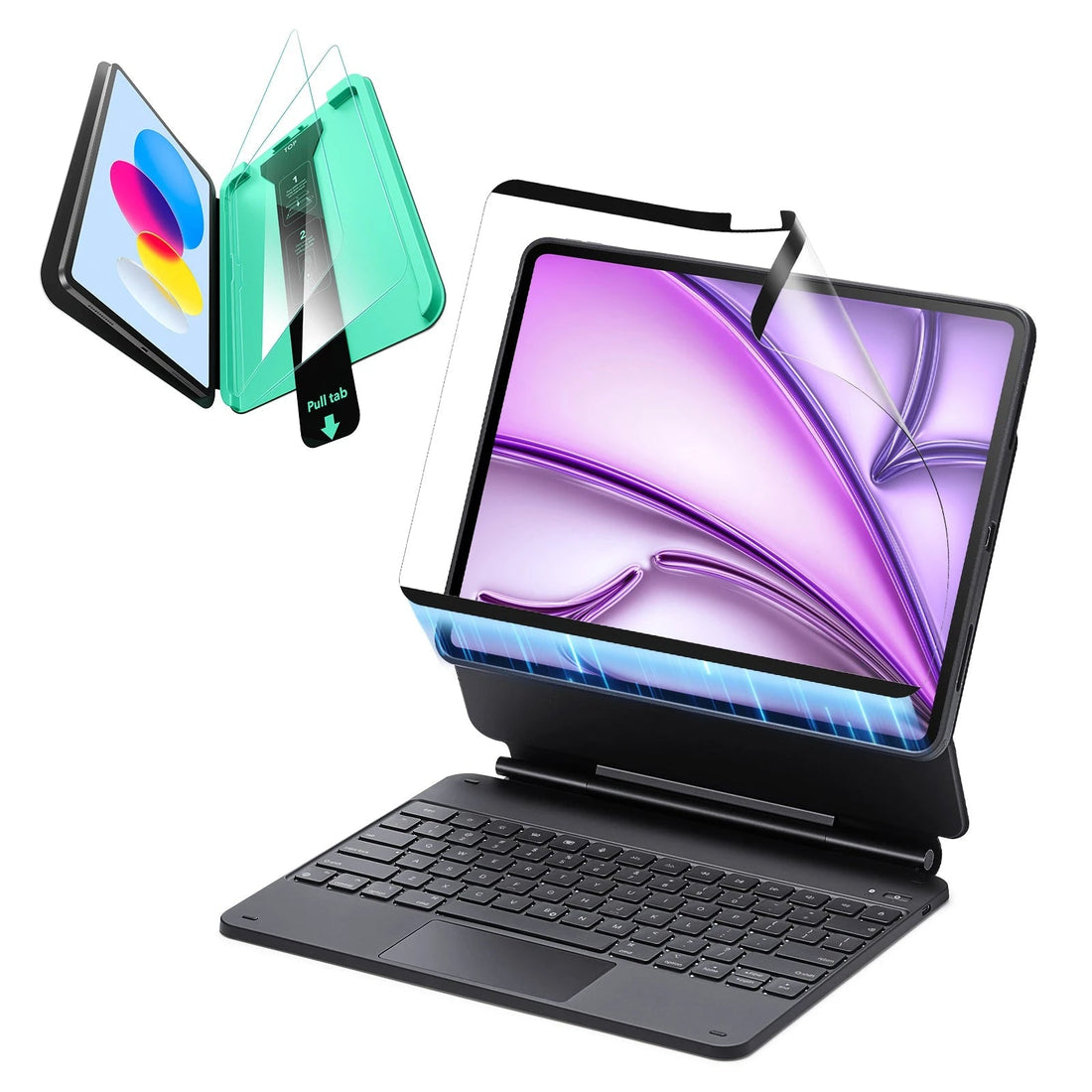 iPad Air 13” (2025) Rebound Magnetic Keyboard Case 360 Protection Paper-Feel Bundle - US Layout-Black ESR ESR