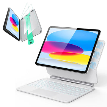 iPad 11" (A16, 2025) Rebound Magnetic Keyboard Case and Paper-Feel Screen Protector Bundle-US Layout-White ESR ESR