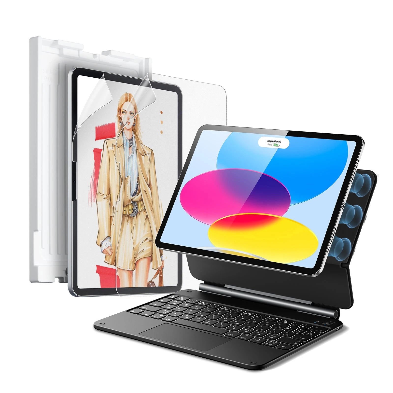 iPad 11" (A16, 2025) Rebound Magnetic Keyboard Case Paper-Feel Bundle - UK Layout-Black ESR ESR