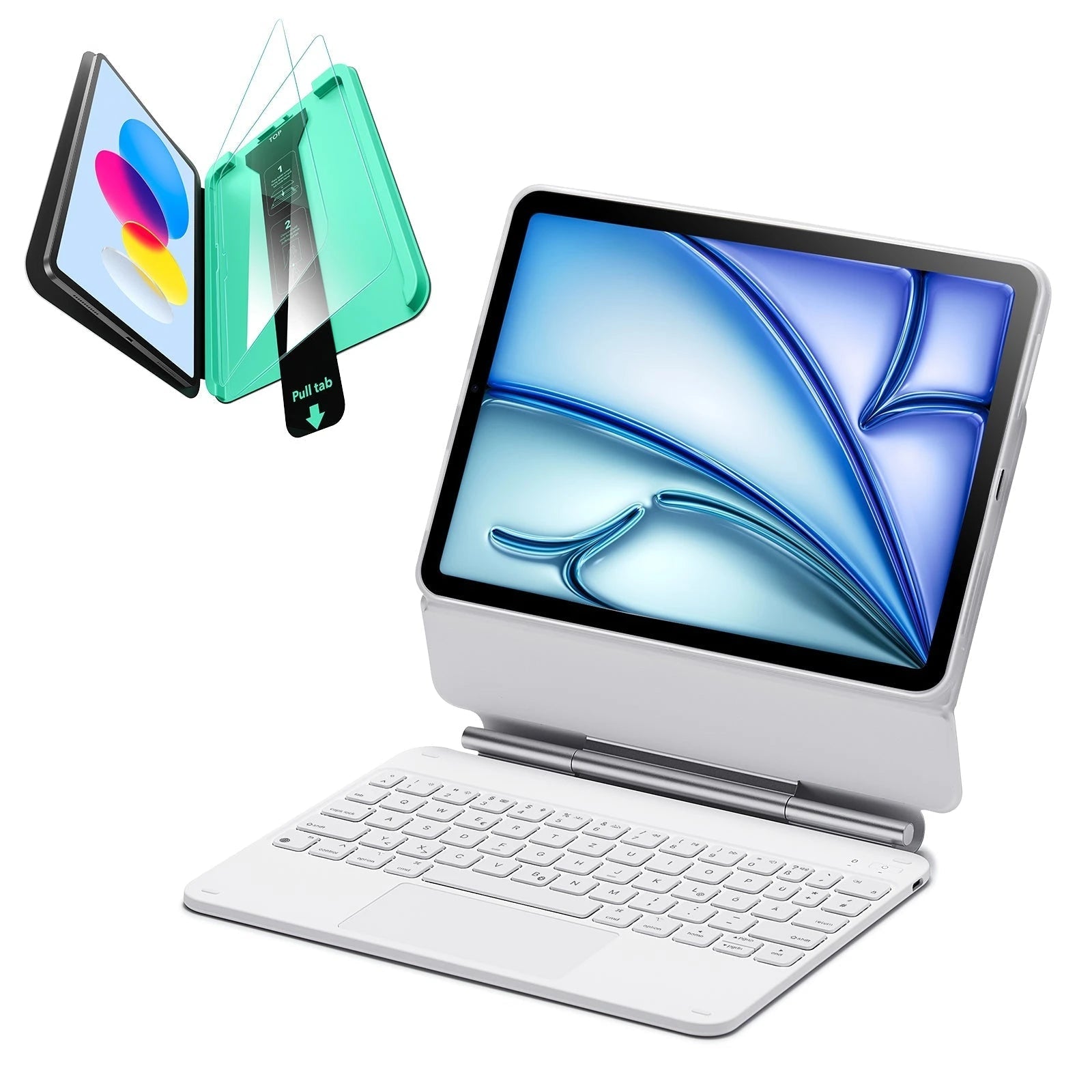 iPad Air 11“ (2025) Rebound Magnetische Tastaturhülle 360 Schutz Bündel-DE Layout-White ESR ESR