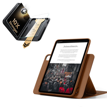iPad Air 13" (M4) 2026 Bundle Shift Magnetic Case & Armorite Pro Screen Protector With UltraFit Tray - Brown