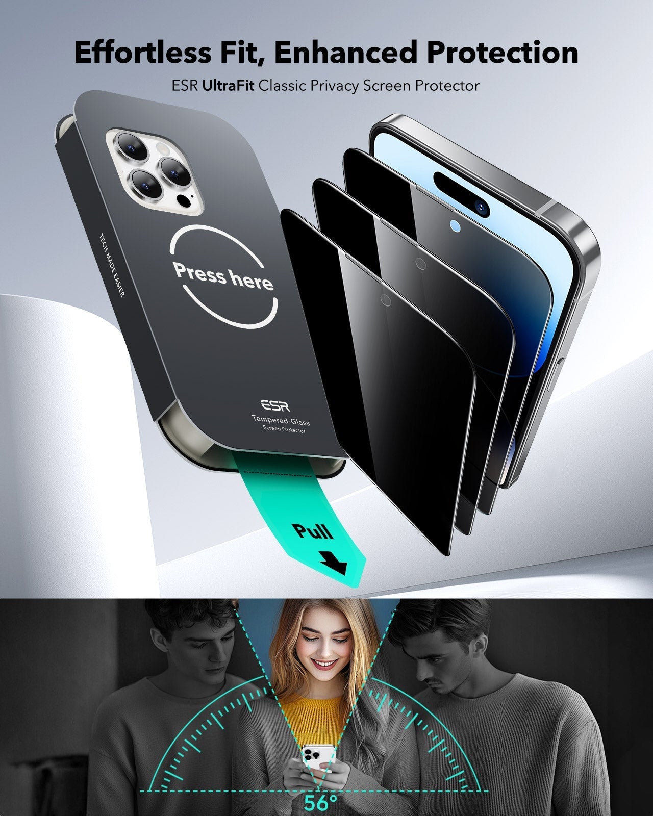 Best iPhone 14 Pro Glas Privacy Screen Protector ESR 3 Pack