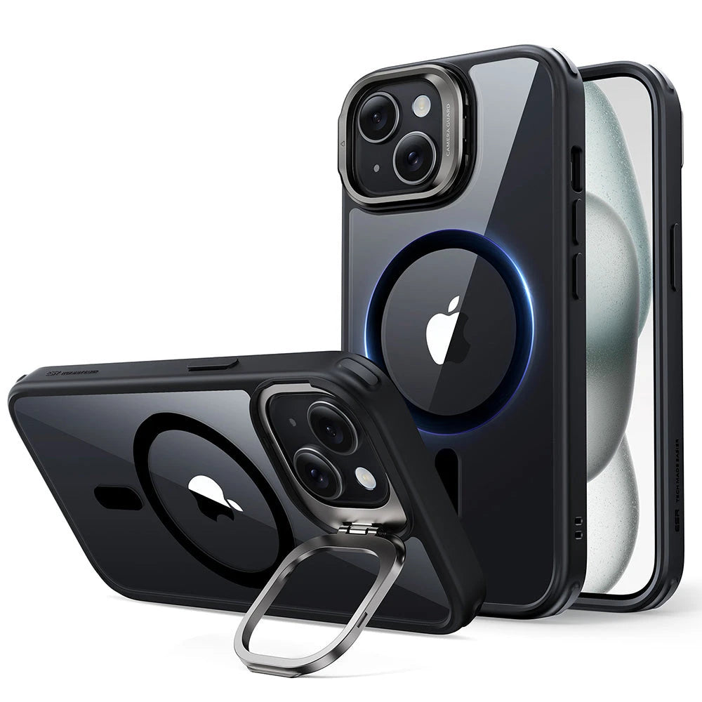 iPhone 15 Classic Hybrid Case with Stash Stand (HaloLock) - Clear Black ESR ESR
