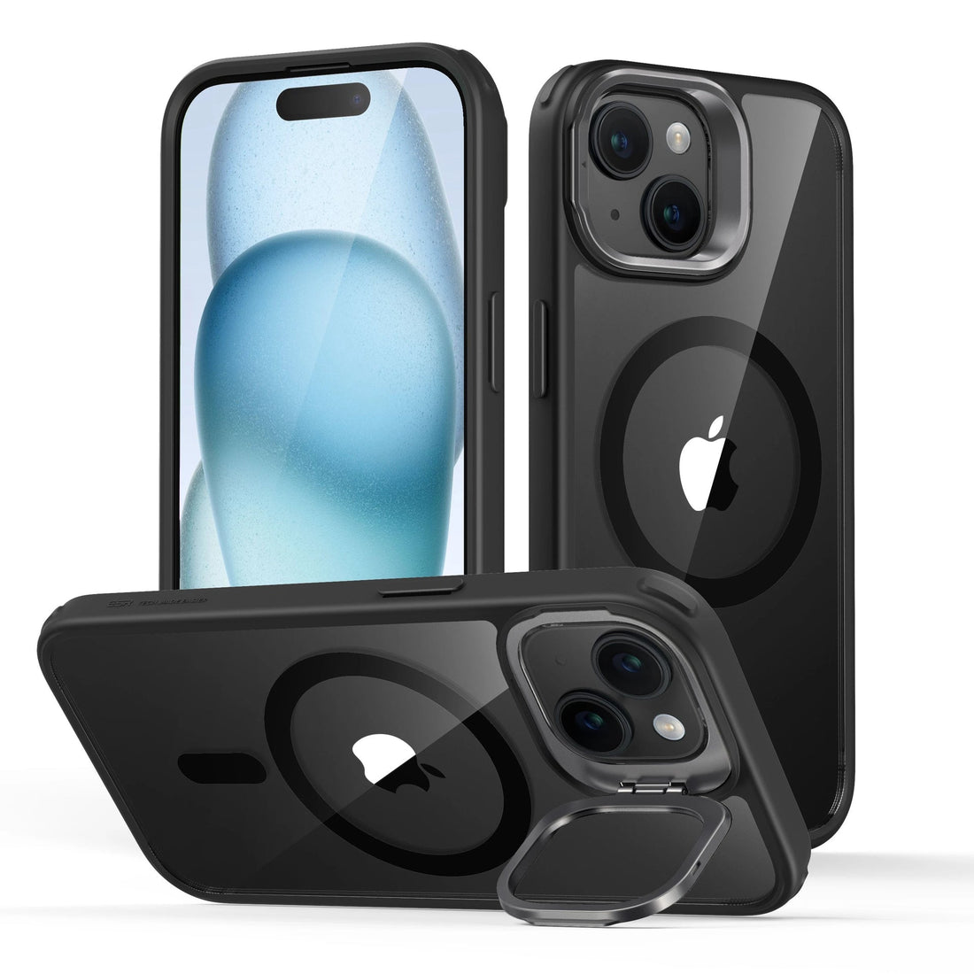 iPhone 15 Plus Classic Hybrid Case with Stash Stand (HaloLock) - Clear Black ESR ESR