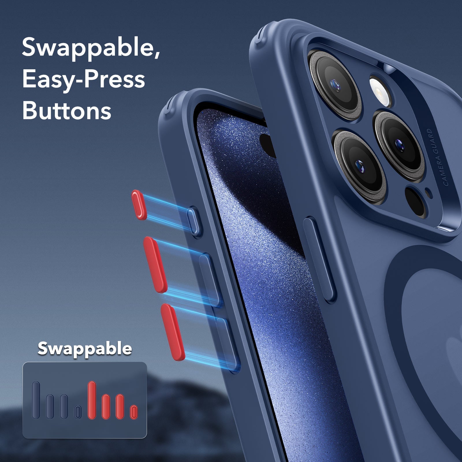 iPhone 15 Pro Classic Pro Case (HaloLock) Set - Frosted Dark Blue ESR ESR