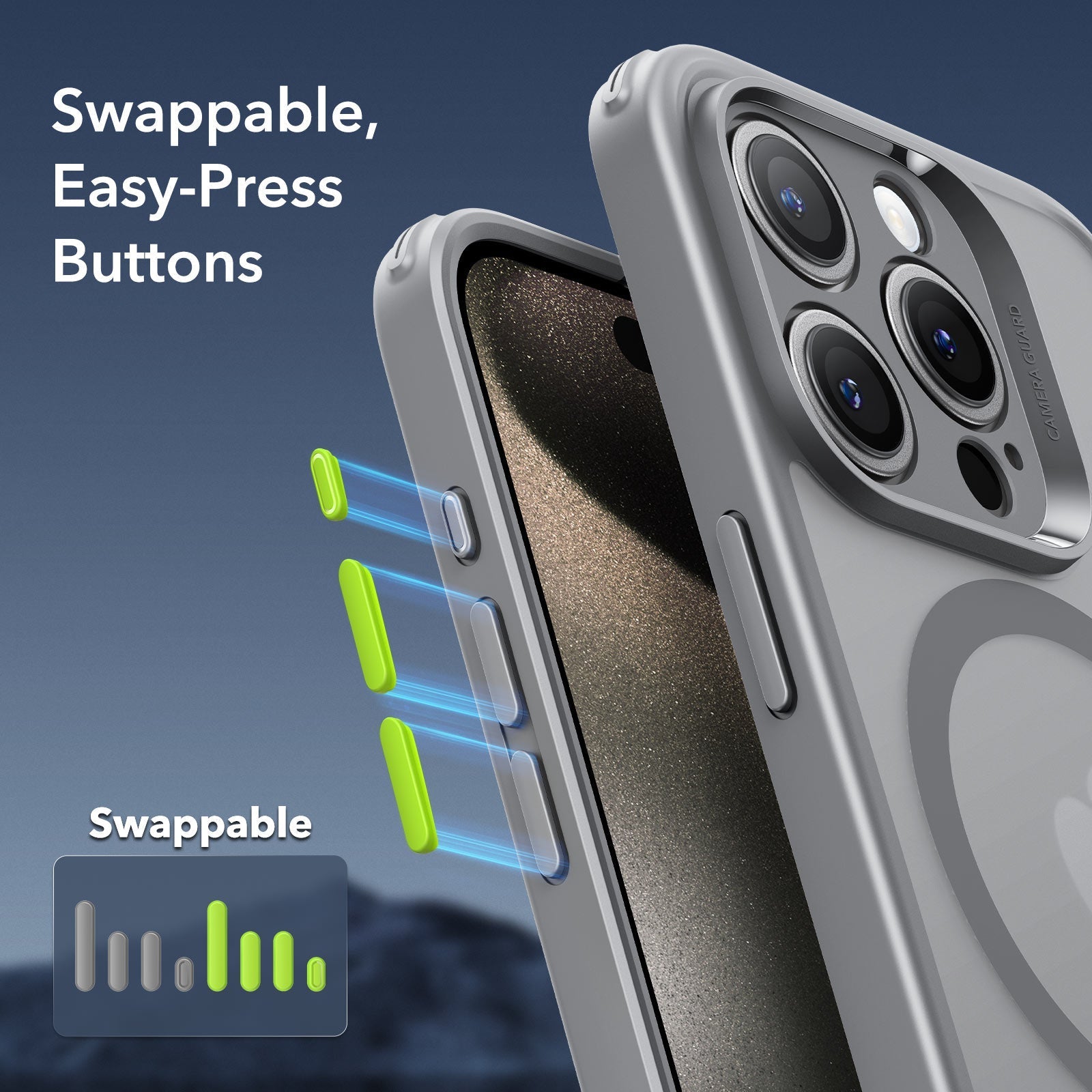 iPhone 15 Pro Classic Pro Case (HaloLock) Set - Frosted Grey ESR ESR