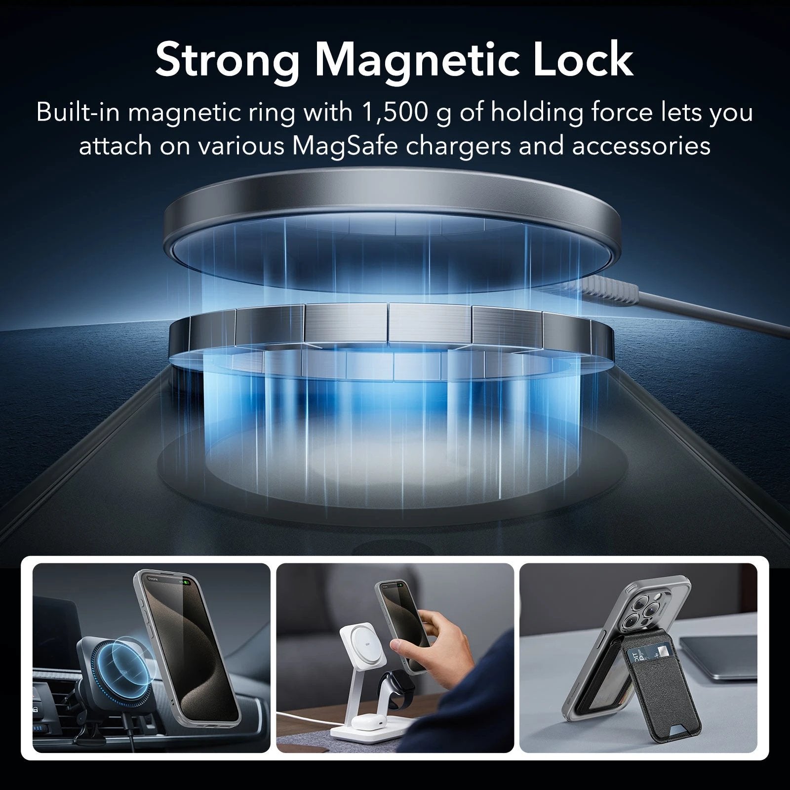 iPhone 15 Pro Classic Pro Case (HaloLock) Set - Frosted Grey ESR ESR