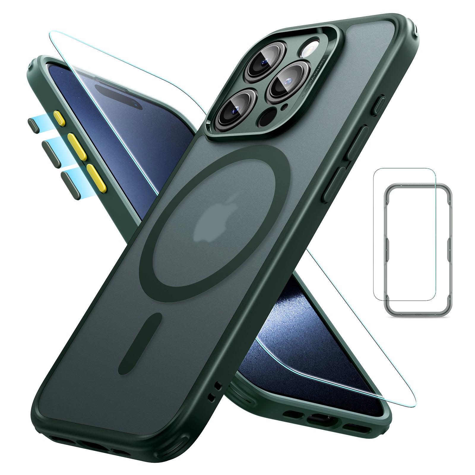 iPhone 15 Pro Max Classic Pro Case (HaloLock) Set - Frosted Dark Green ESR ESR