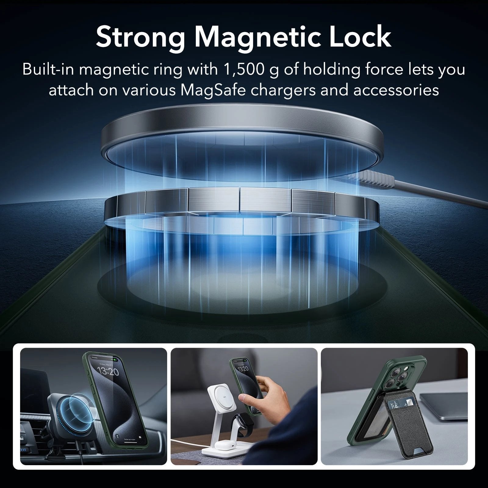 iPhone 15 Pro Max Classic Pro Case (HaloLock) Set - Frosted Dark Green ESR ESR