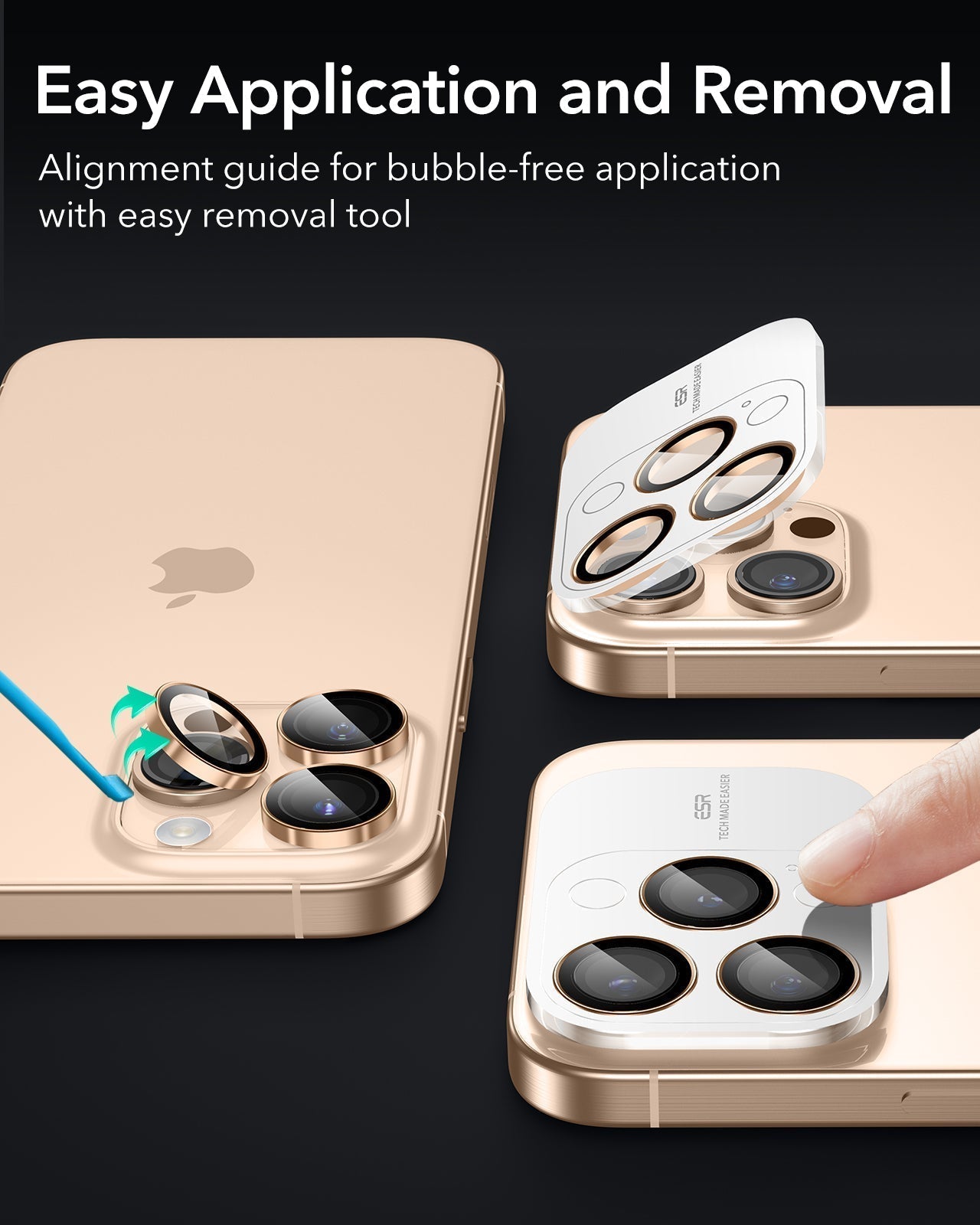 iPhone 17 Pro Max17 Pro16 Pro Max16 Pro15 Pro Max15 Pro14 Pro Max14 Pro Cameras Lens Protector Desert Titanium easy application and removal