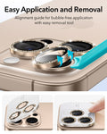 iPhone 17 Pro Max17 Pro16 Pro Max16 Pro15 Pro Max15 Pro14 Pro Max14 Pro Cameras Lens Protector Desert Titanium Shimmer easy application and removal