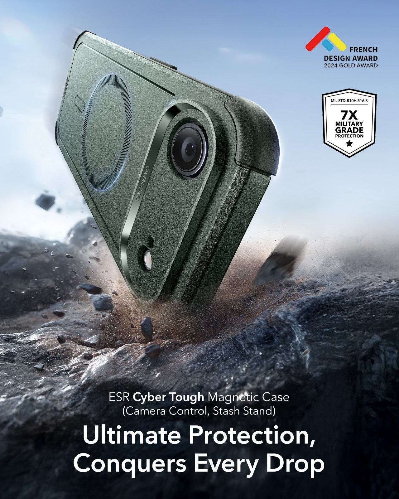 ESR iPhone 17 Air Cyber Tough Magsafe Case with Camera Control Green 