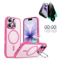 iPhone 17 Classic Hybrid Magsafe Case with Stand and Privacy Screen Protector Bundle Frosted Pink