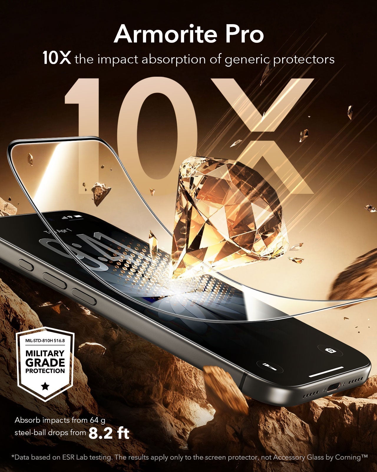 Accessory Glass by Corning™ screen protectors 10X the impact absorption of generic protectors