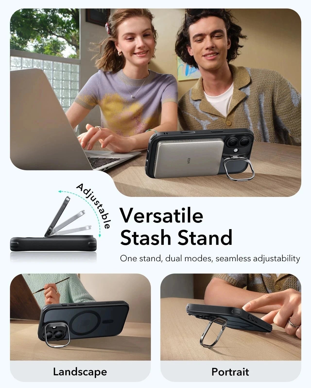 Phone 17 Classic Hybrid Magsafe Case Frosted Black Versatile Stash Stand