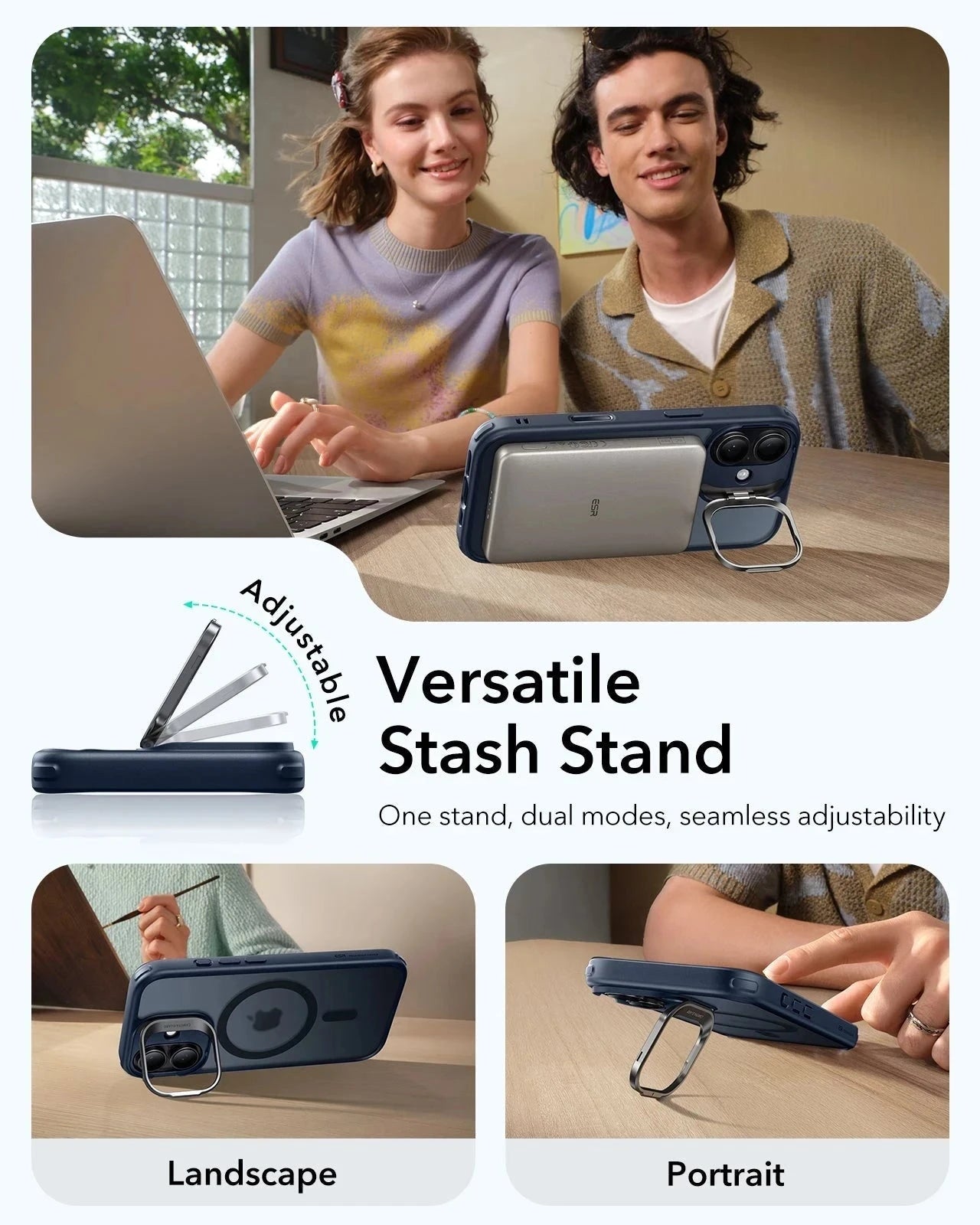 iPhone 17 Classic Hybrid Magsafe Case Frosted Blue Versatile Stash Stand